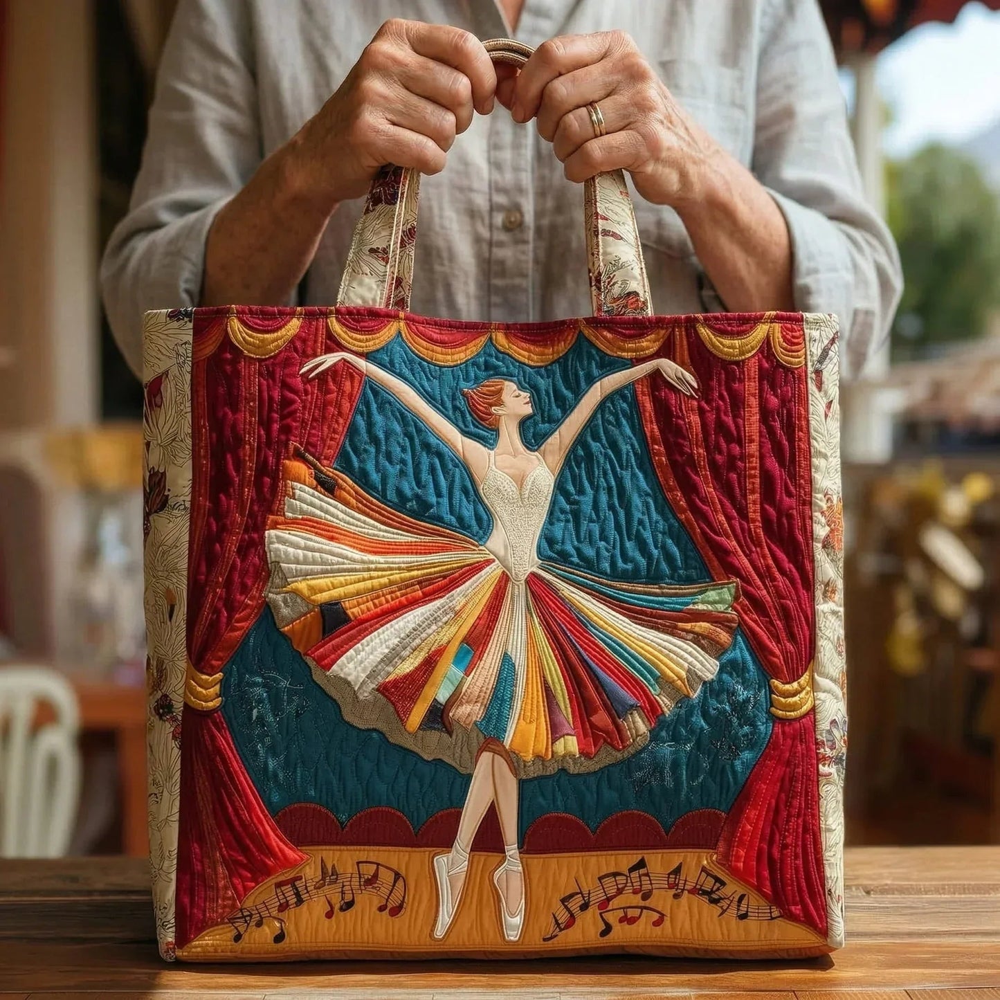 Bolso Tote Acolchado para Mujer con Motivo de Piano-Accessories for Women-Casaluzia
