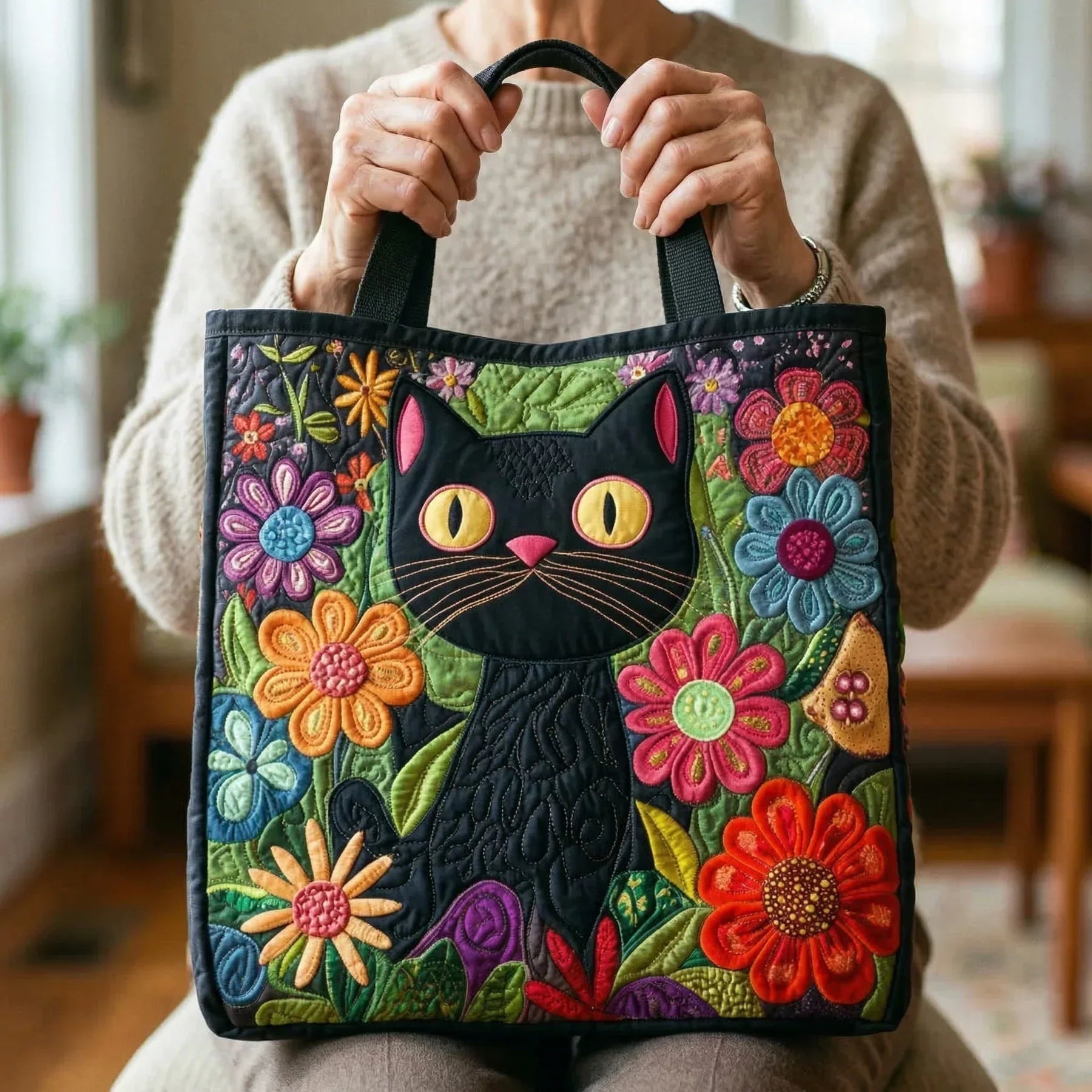 Bolso Tote Acolchado para Mujer con Motivo de Piano-Accessories for Women-Casaluzia