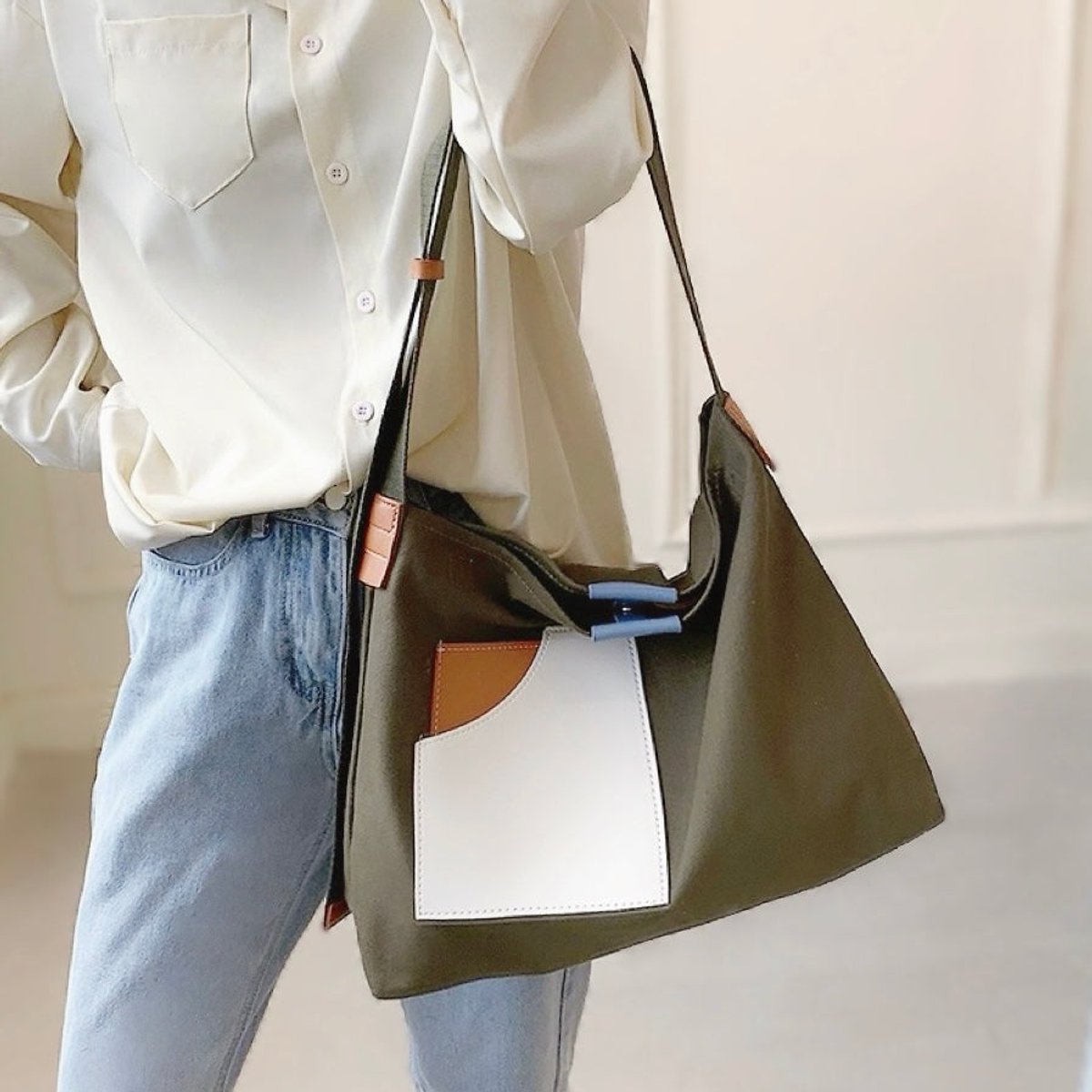 Bolso Tote de Hombro de Lona para Mujer-Accessories for Women-Casaluzia