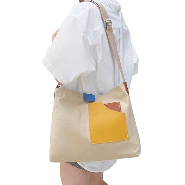 Bolso Tote de Hombro de Lona para Mujer-Accessories for Women-Casaluzia