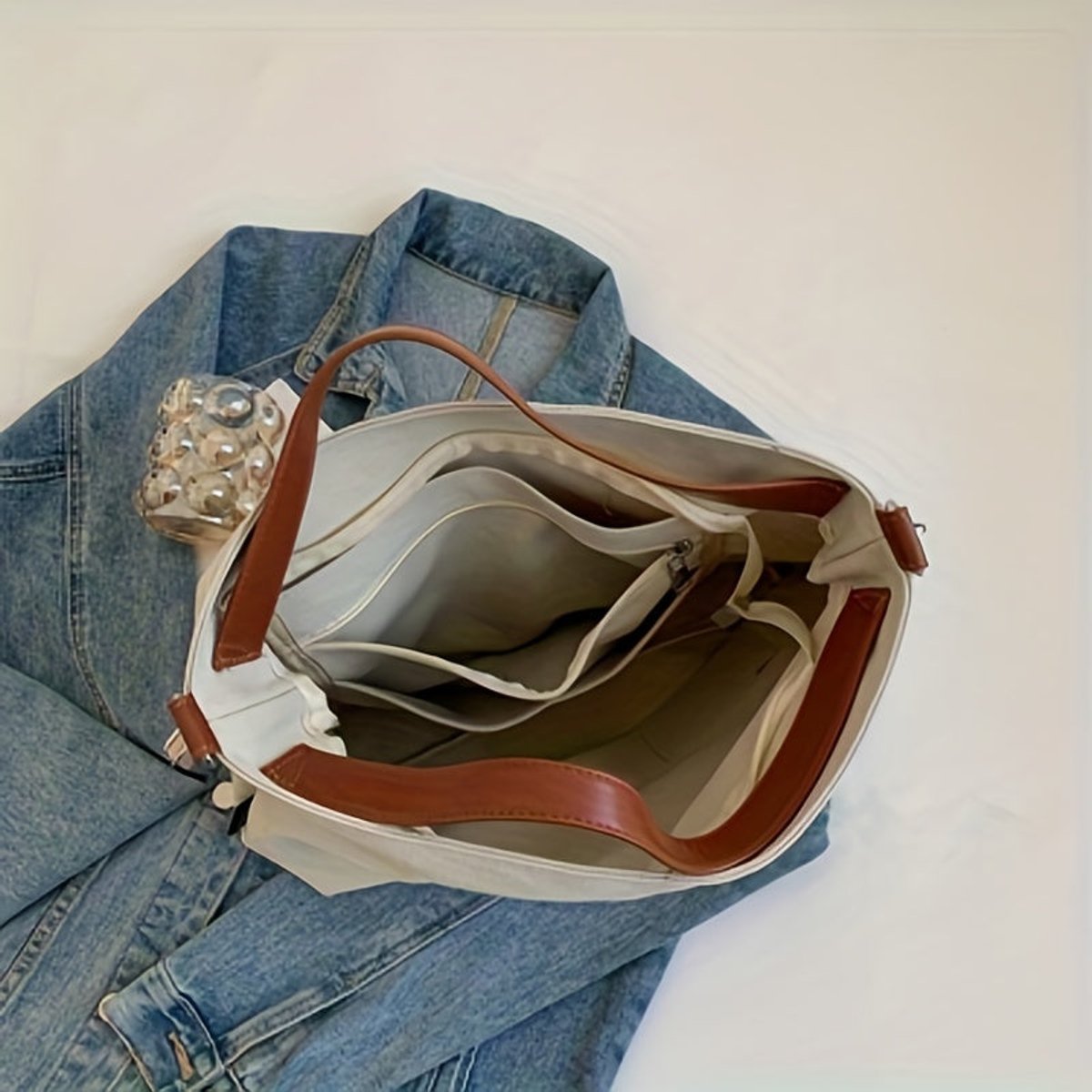 Bolso Tote de Lona para Mujer con Correa Ajustable-Accessories for Women-Casaluzia