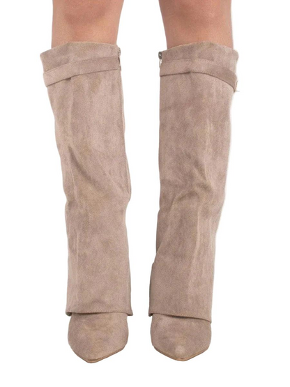 Botas de mujer de caña alta con punta afilada y tacón ancho-Footwear for women-Casaluzia