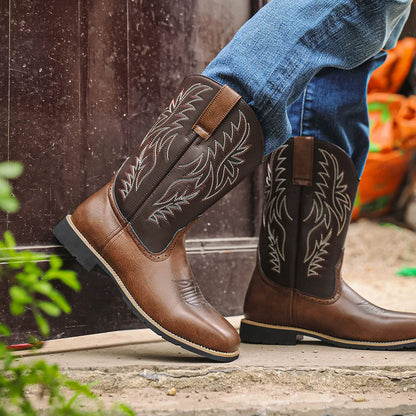 Botas vaqueras para hombre con caña bordada-Footwear for men-Casaluzia