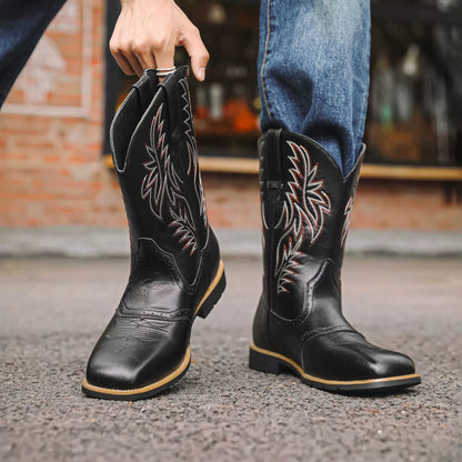 Botas vaqueras para hombre con caña bordada-Footwear for men-Casaluzia