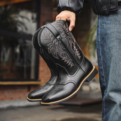 Botas vaqueras para hombre con caña bordada-Footwear for men-Casaluzia