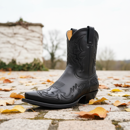 Botas vaqueras para mujer con costuras decorativas-Footwear for women-Casaluzia