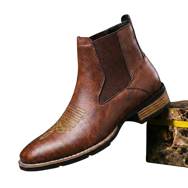 Botines Chelsea para hombre con detalle bordado en la puntera-Footwear for men-Casaluzia