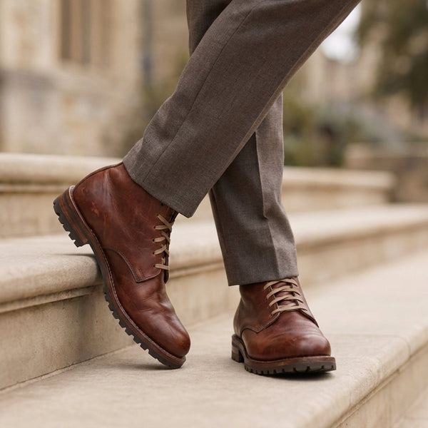Botines con cordones y suela dentada para hombre-Footwear for men-Casaluzia