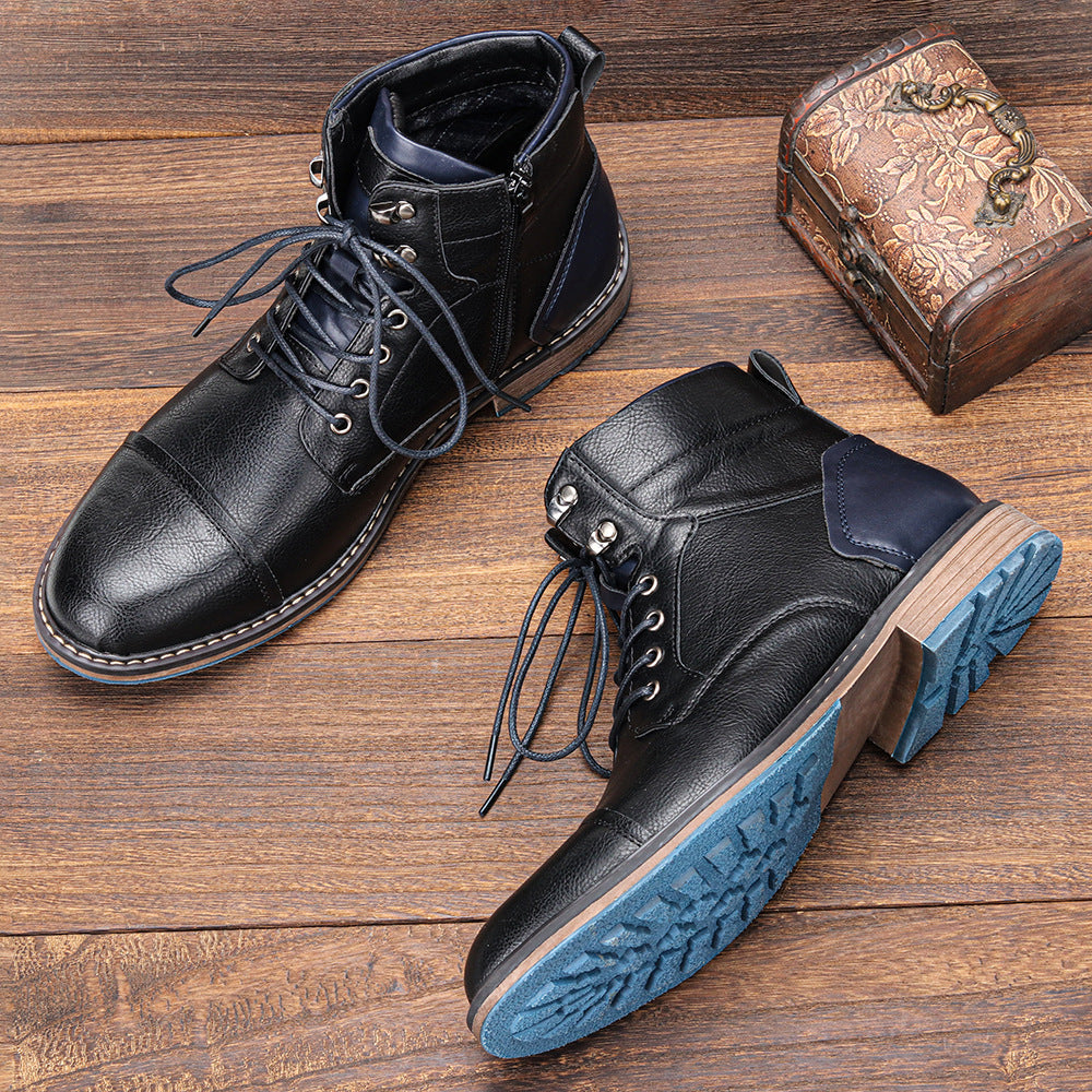Botines de hombre con cordones y cremallera lateral-Footwear for men-Casaluzia