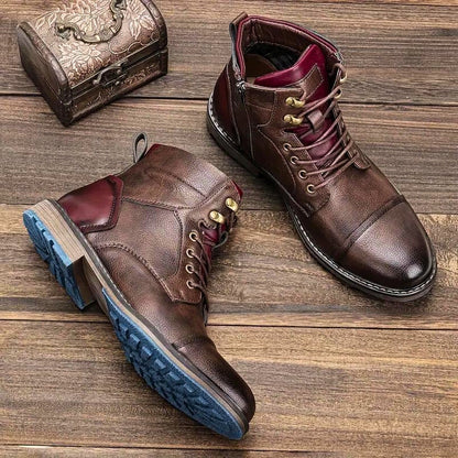 Botines de hombre con cordones y cremallera lateral-Footwear for men-Casaluzia