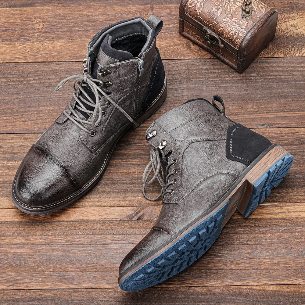 Botines de hombre con cordones y cremallera lateral-Footwear for men-Casaluzia