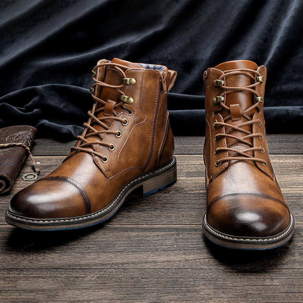 Botines de hombre con cordones y cremallera lateral-Footwear for men-Casaluzia