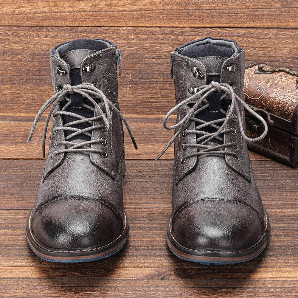 Botines de hombre con cordones y cremallera lateral-Footwear for men-Casaluzia