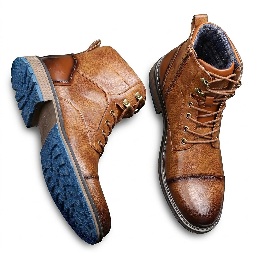 Botines de hombre con cordones y cremallera lateral-Footwear for men-Casaluzia