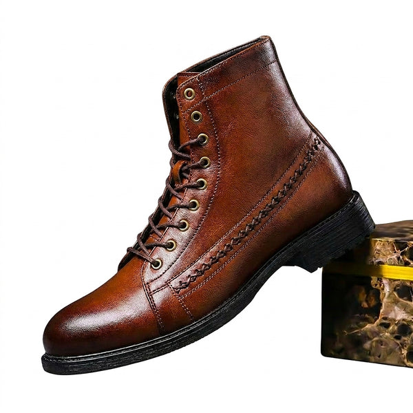 Botines de hombre con cordones y detalle trenzado lateral-Footwear for men-Casaluzia