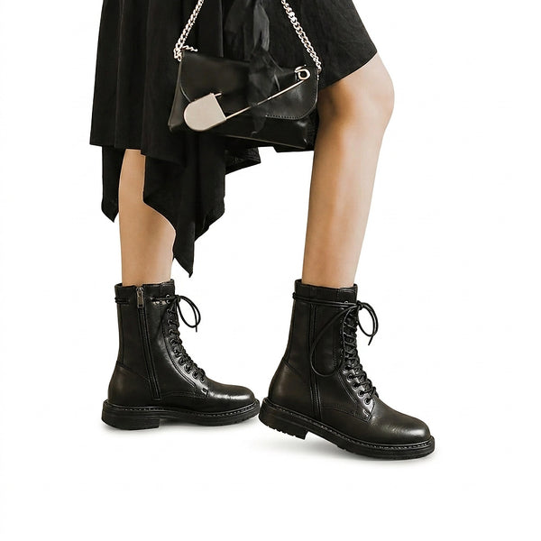 Botines de mujer con cordones y cremallera lateral-Footwear for women-Casaluzia