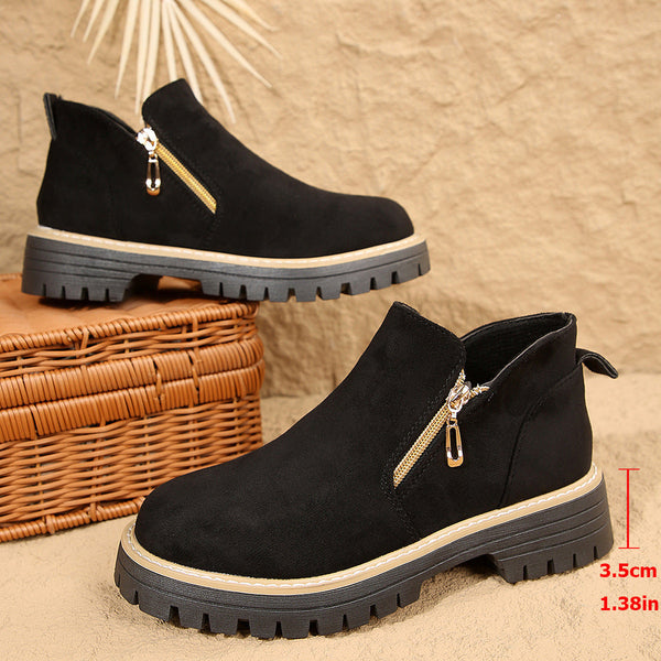 Botines de mujer con cremalleras laterales y suela dentada-Footwear for women-Casaluzia