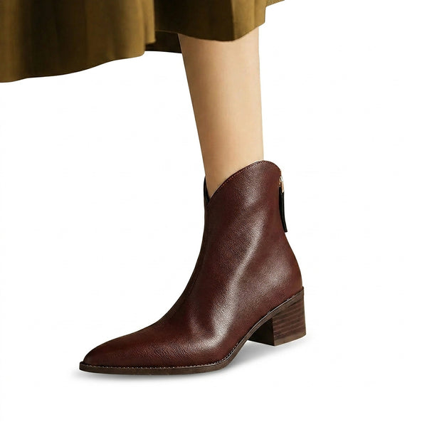 Botines de mujer con punta afilada y tacón de bloque-Footwear for women-Casaluzia