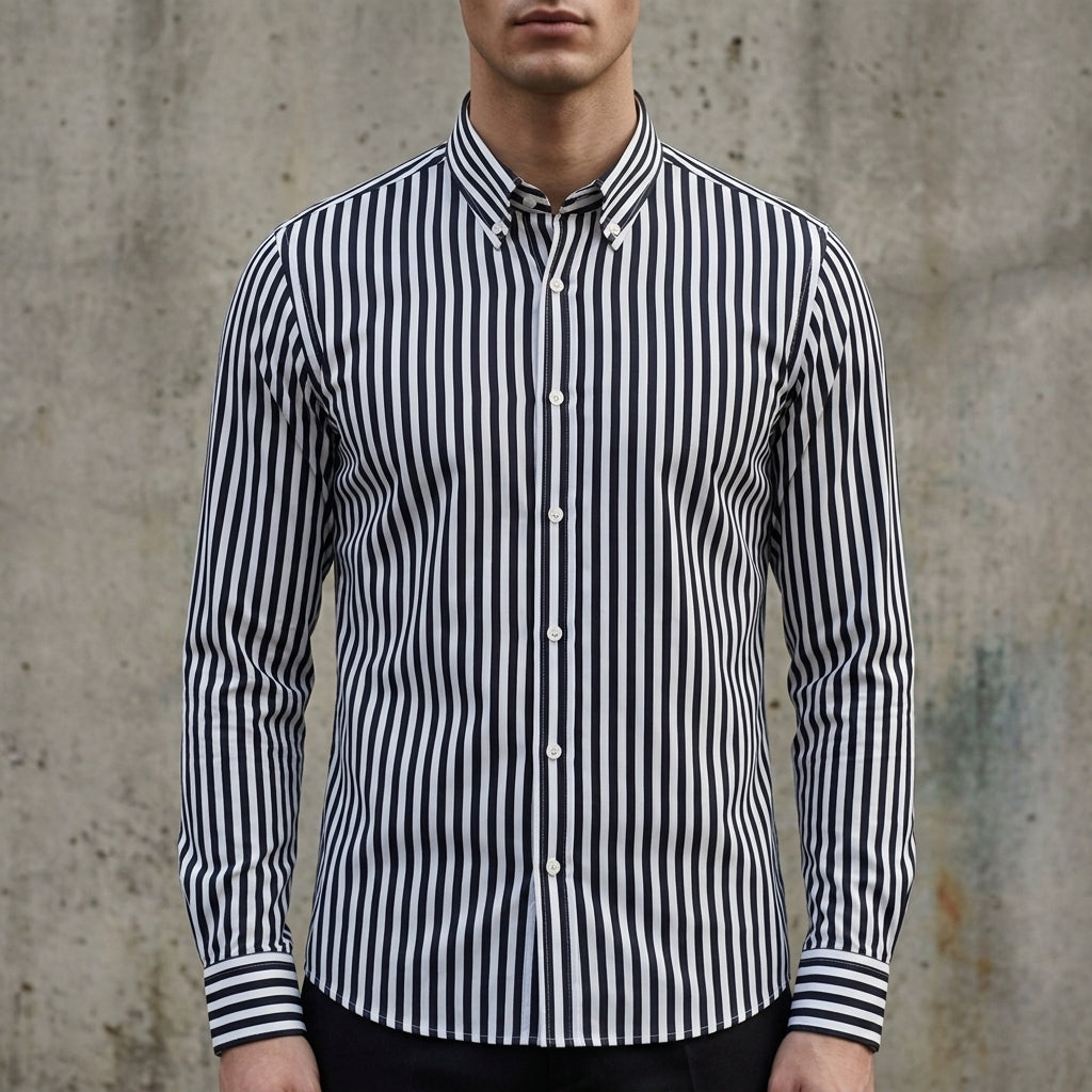Camisa de botones a rayas para hombre-Shirts for men-Casaluzia