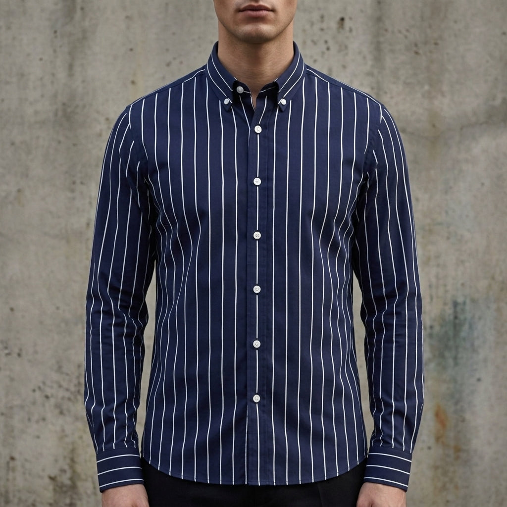 Camisa de botones a rayas para hombre-Shirts for men-Casaluzia
