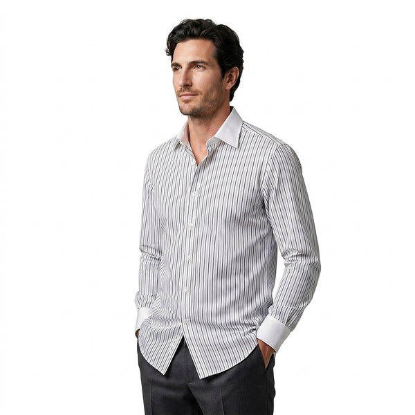 Camisa de botones de manga larga a rayas para hombre-Shirts for men-Casaluzia