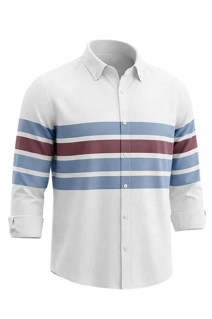 Camisa de Hombre con cierre frontal y diseño de franjas-Shirts for men-Casaluzia