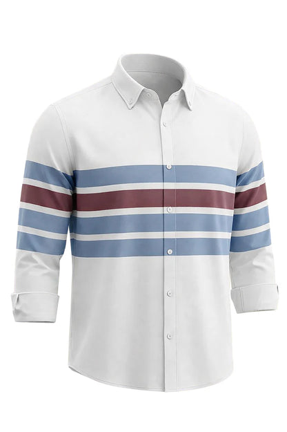 Camisa de Hombre con cierre frontal y diseño de franjas-Shirts for men-Casaluzia