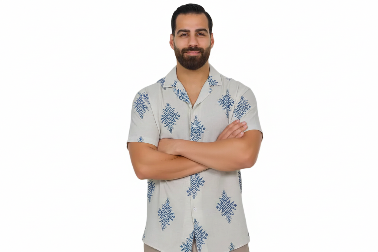 Camisa de Hombre con cierre frontal y diseño estampado-Shirts for men-Casaluzia