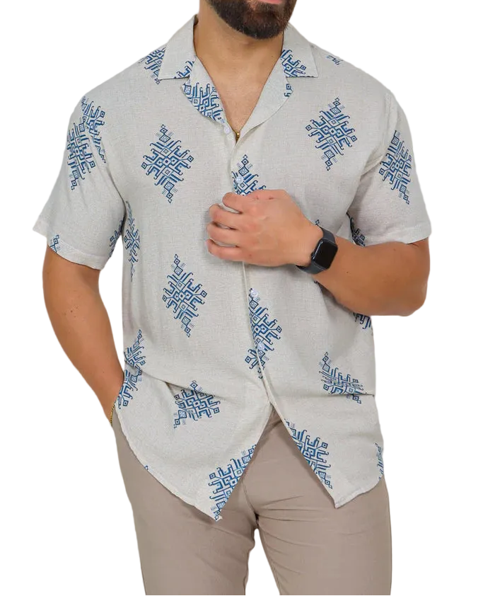 Camisa de Hombre con cierre frontal y diseño estampado-Shirts for men-Casaluzia