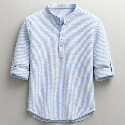 Camisa de hombre con cuello mandarín texturizada-Shirts for men-Casaluzia