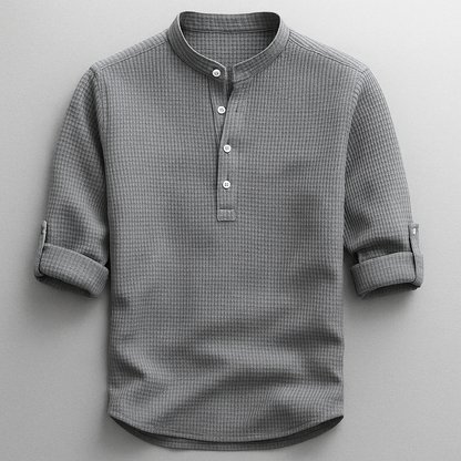 Camisa de hombre con cuello mandarín texturizada-Shirts for men-Casaluzia