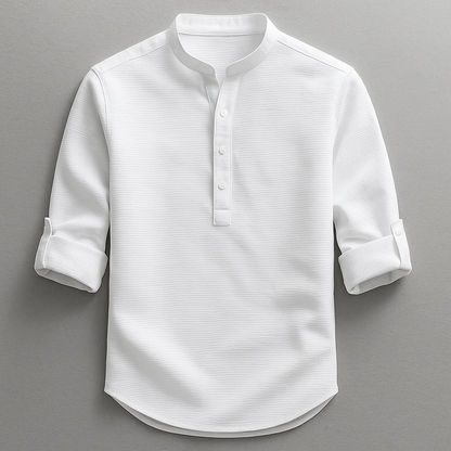 Camisa de hombre con cuello mandarín texturizada-Shirts for men-Casaluzia