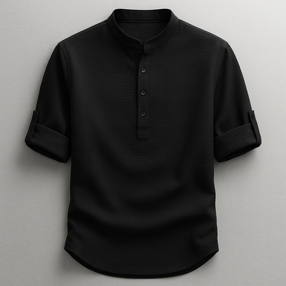 Camisa de hombre con cuello mandarín texturizada-Shirts for men-Casaluzia