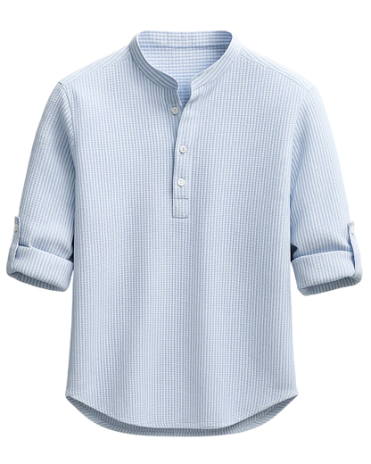 Camisa de hombre con cuello mandarín texturizada-Shirts for men-Casaluzia