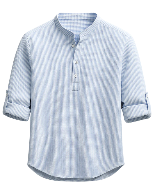 Camisa de hombre con cuello mandarín texturizada-Shirts for men-Casaluzia