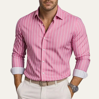 Camisa de Hombre con Rayas Verticales y Cierre de Botones-Shirts for men-Casaluzia