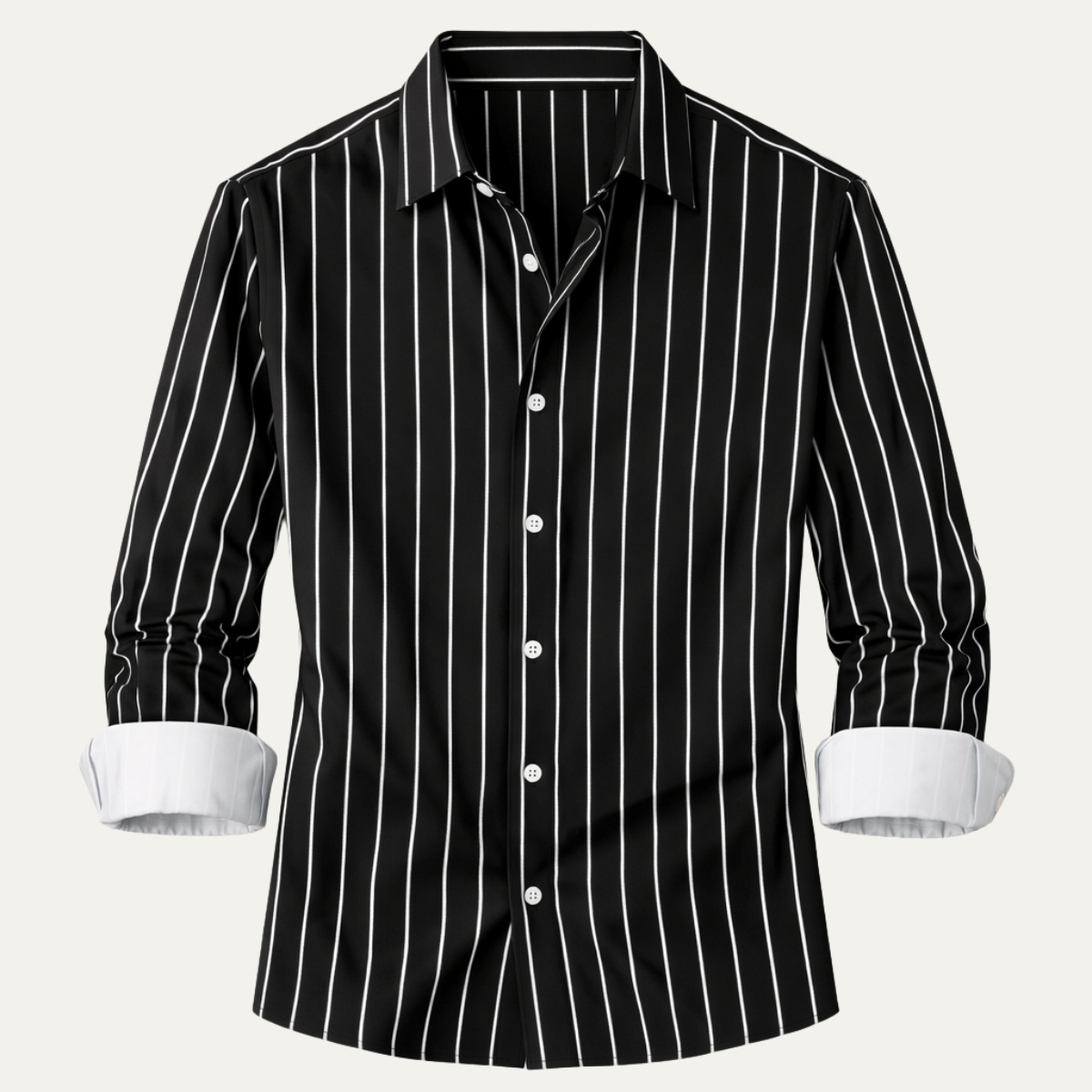 Camisa de Hombre con Rayas Verticales y Cierre de Botones-Shirts for men-Casaluzia