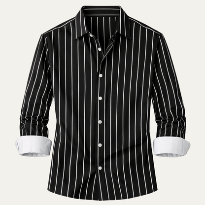 Camisa de Hombre con Rayas Verticales y Cierre de Botones-Shirts for men-Casaluzia