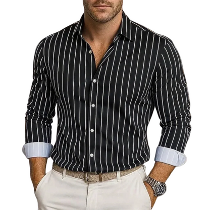 Camisa de Hombre con Rayas Verticales y Cierre de Botones-Shirts for men-Casaluzia
