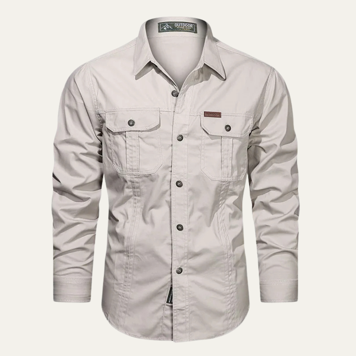 Camisa de hombre de manga larga con bolsillos de parche y cierre de botones-Shirts for men-Casaluzia