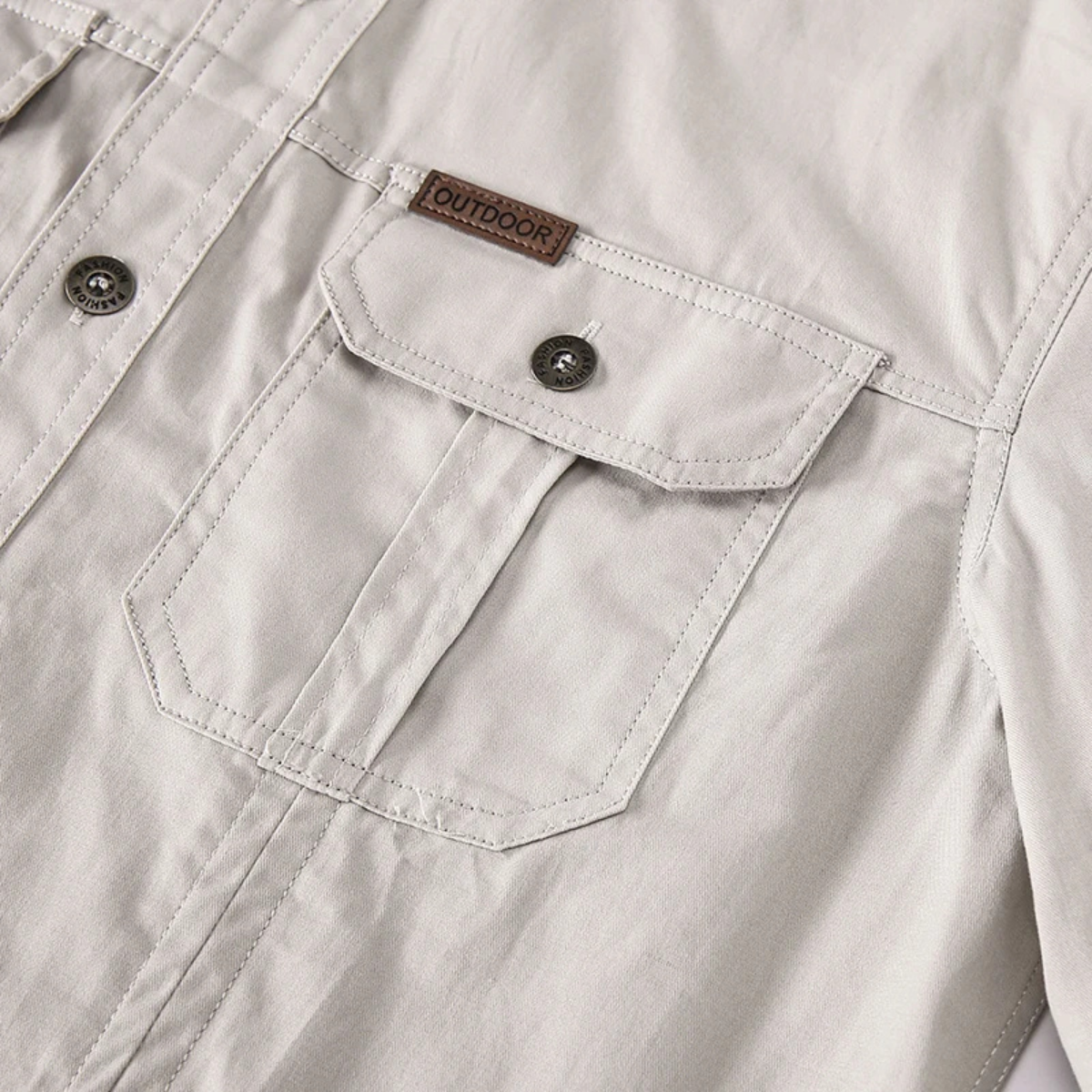 Camisa de hombre de manga larga con bolsillos de parche y cierre de botones-Shirts for men-Casaluzia
