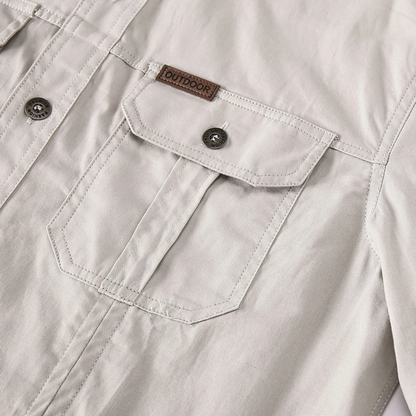 Camisa de hombre de manga larga con bolsillos de parche y cierre de botones-Shirts for men-Casaluzia
