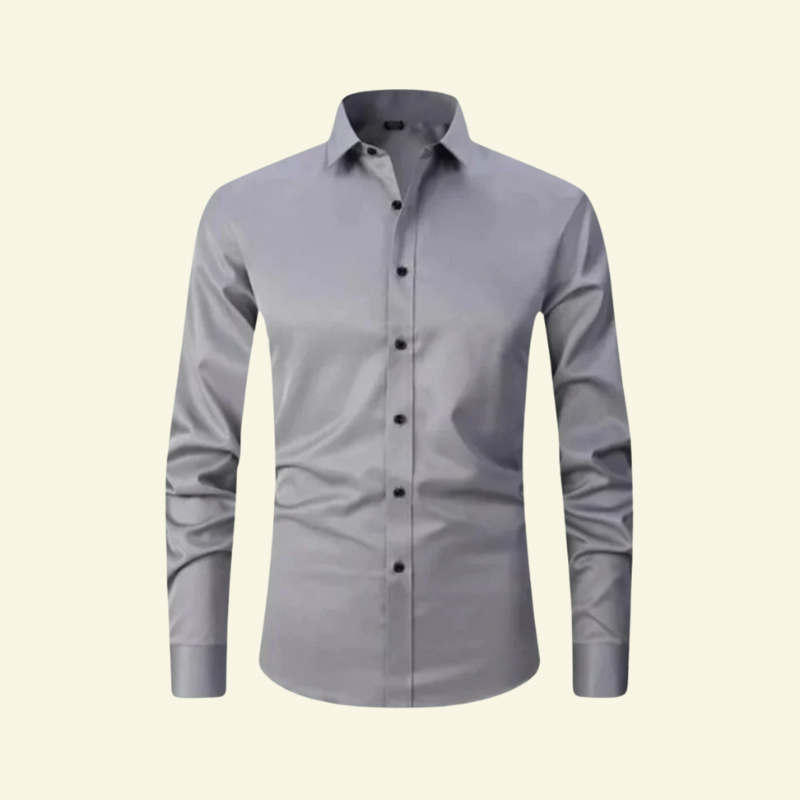 Camisa de hombre de manga larga con cuello y cierre de botones con botones contrastantes-Shirts for men-Casaluzia