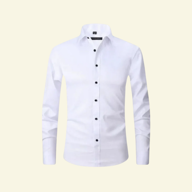 Camisa de hombre de manga larga con cuello y cierre de botones con botones contrastantes-Shirts for men-Casaluzia