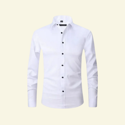 Camisa de hombre de manga larga con cuello y cierre de botones con botones contrastantes-Shirts for men-Casaluzia