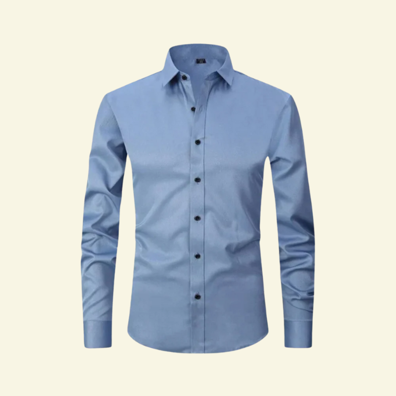 Camisa de hombre de manga larga con cuello y cierre de botones con botones contrastantes-Shirts for men-Casaluzia