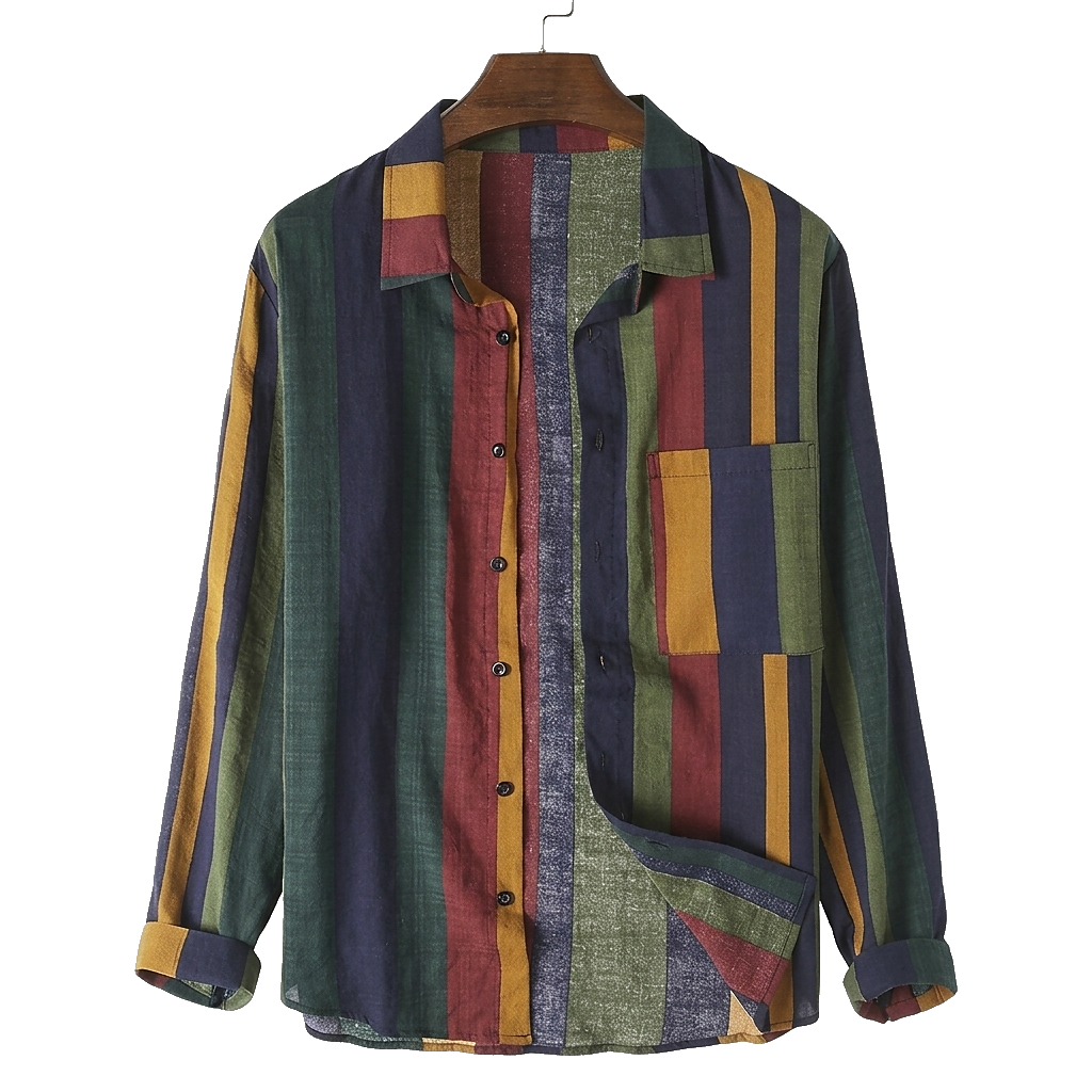 Camisa de lino de manga larga a rayas para hombre-Shirts for men-Casaluzia