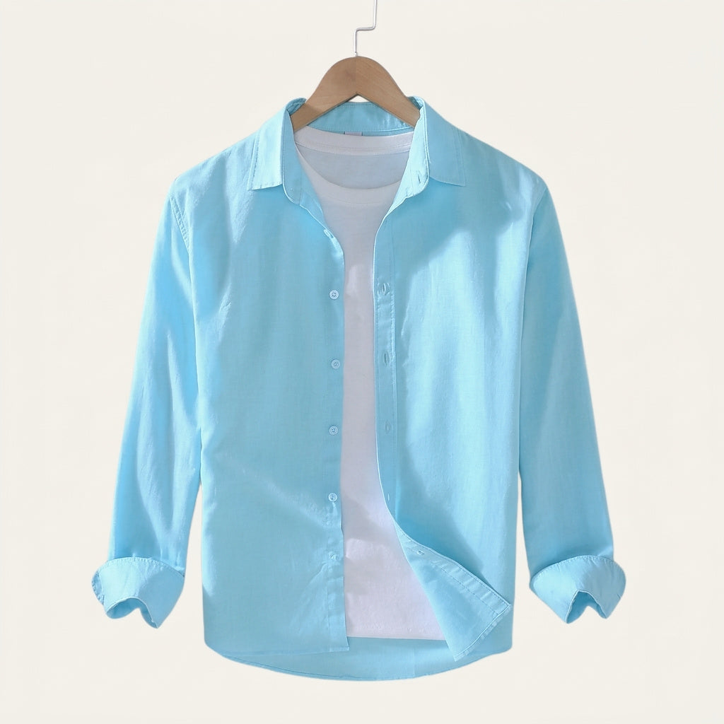 Camisa de lino de manga larga con botones para hombre-Shirts for men-Casaluzia