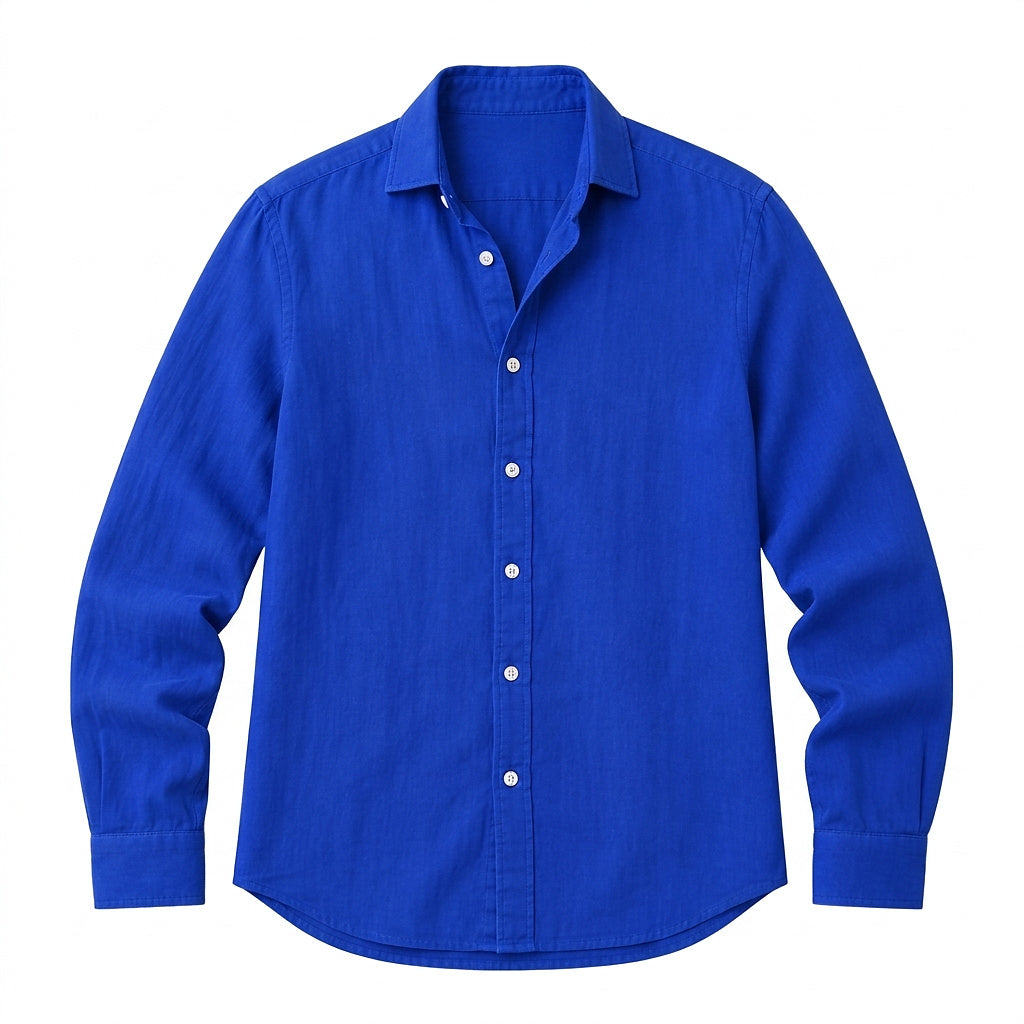 Camisa de lino de manga larga con botones para hombre-Shirts for men-Casaluzia