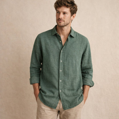 Camisa de lino de manga larga para hombre-Shirts for men-Casaluzia